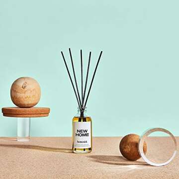 Homesick Premium Reed Diffuser, New Home - Scents of Jasmine, Cedarwood, Lime, 4 oz, Hand-Crafted Essential Oils, Fragrance Decor, Relaxing Aromatherapy Diffuser