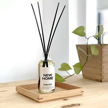 Homesick Premium Reed Diffuser, New Home - Scents of Jasmine, Cedarwood, Lime, 4 oz, Hand-Crafted Essential Oils, Fragrance Decor, Relaxing Aromatherapy Diffuser