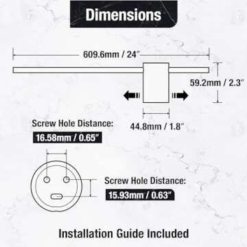 HITSLAM 24 Inch Matte Black Towel Bar, SUS304 Stainless Steel Single Base Towel Rack Wall Mounted, M...
