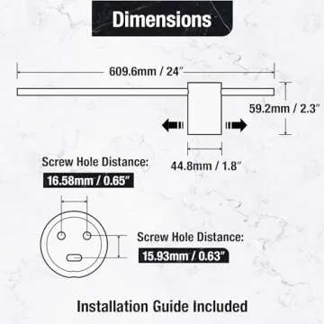 HITSLAM 24 Inch Matte Black Towel Bar, SUS304 Stainless Steel Single Base Towel Rack Wall Mounted, M...