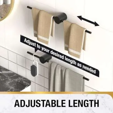 24 In Adjustable Matte Black Towel Bar for Bathrooms