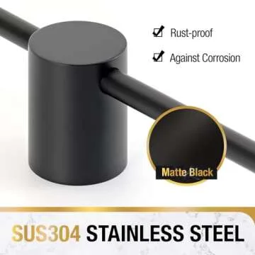 24 In Adjustable Matte Black Towel Bar for Bathrooms