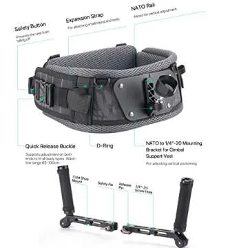 Tilta Lightweight Dual Handle Gimbal Support System | Compatible with DJI Ronin RS3 Pro/ RS4/ RS4 Pro | Ergonomic Support for Long Shoots | GSS-T04-DHB2 (Support Vest with Handles)