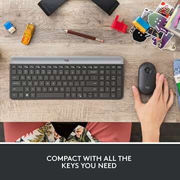 Logitech MK470 Slim Wireless Keyboard and Mouse Combo - Modern Compact Layout, Ultra Quiet, 2.4 GHz ...