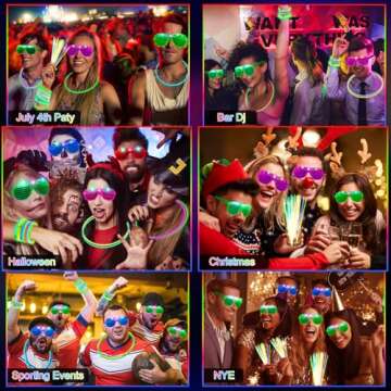 OLUPP 325 PCS Glow in the Dark Party Supplies, Light Up Party Favors, 300 Glow Sticks and 25 LED Gla...