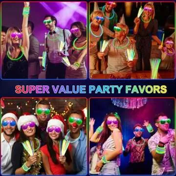 OLUPP 325 PCS Glow in the Dark Party Supplies, Light Up Party Favors, 300 Glow Sticks and 25 LED Glasses for Neon Party, Wedding, Concert, Raves, Birthday, New Year