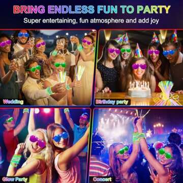 OLUPP 325 PCS Glow in the Dark Party Supplies, Light Up Party Favors, 300 Glow Sticks and 25 LED Glasses for Neon Party, Wedding, Concert, Raves, Birthday, New Year