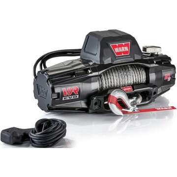 WARN 103253 VR EVO 10-S Electric 12V DC Winch with Synthetic Rope: 3/8" Diameter x 90' Length, 5 Ton...