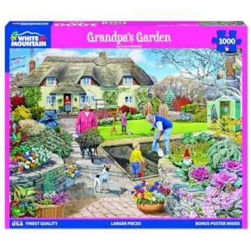 White Mountain Grandpa's Garden Spring Puzzles 1000 Pieces Jigsaw Puzzle for Adults and Family