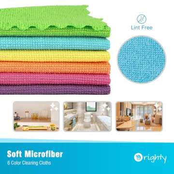 Orighty Cleaning Cloths 12x12 inch, Pack of 24, Highly Absorbent Microfiber Cleaning Supplies, Lint ...