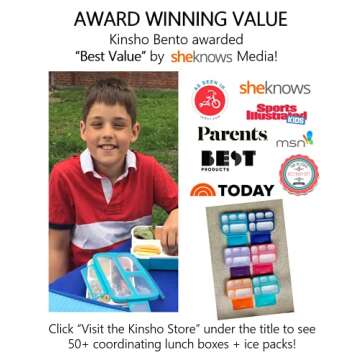 kinsho MINI Lunch-Box Snack Containers for Kids | SMALL Bento-Box Portion Container | Leak-proof Boxes for School Work Travel | Best for Adults Boys or Girls | Blue + Orange Set of 2