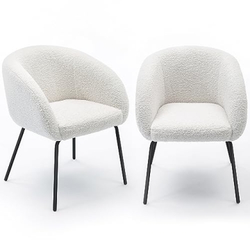 Zesthouse Sherpa Dining Chairs Set of 2, Modern Kitchen Chairs Accent Chairs with Arms, Upholstered ...
