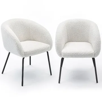 Zesthouse Sherpa Dining Chairs Set of 2, Modern Kitchen Chairs Accent Chairs with Arms, Upholstered ...