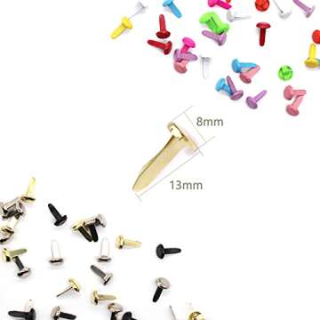Benvo 300Pcs Mini Brads 8x13mm Small Round Split Pins Brass Metal Paper Fasteners Pastel Brads 12 Co...