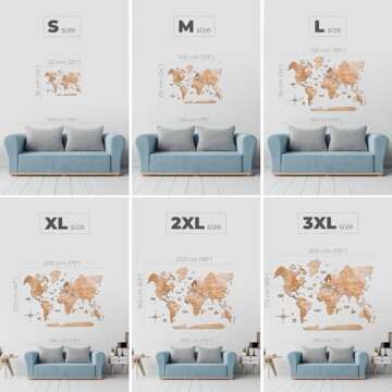 ENJOY THE WOOD 3D Wood World Map Wall Art Large Wood Wall Décor Housewarming Gift Idea Wood Wall Art World Travel Map For Home & Kitchen or Office (Large, Light)
