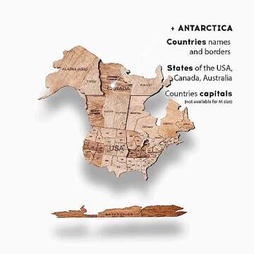 ENJOY THE WOOD 3D Wood World Map Wall Art Large Wood Wall Décor Housewarming Gift Idea Wood Wall Art World Travel Map For Home & Kitchen or Office (Large, Light)