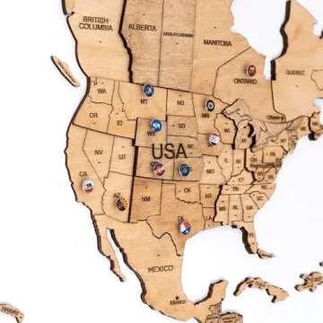 ENJOY THE WOOD 3D Wood World Map Wall Art Large Wood Wall Décor Housewarming Gift Idea Wood Wall Art World Travel Map For Home & Kitchen or Office (Large, Light)