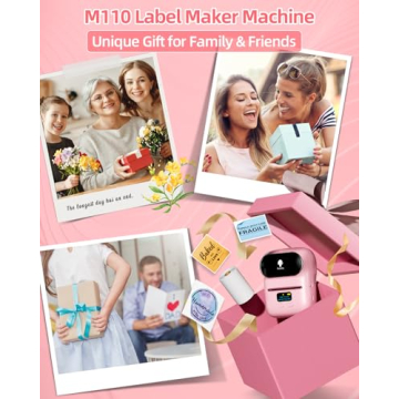 Phomemo Label Printer - M110 Thermal Label Printer Barcode Label Maker Mini Bluetooth Sticker Printer for Small Business, Home, Office, Logo, Address, Name Tag, Clothing, Organizing, Pink