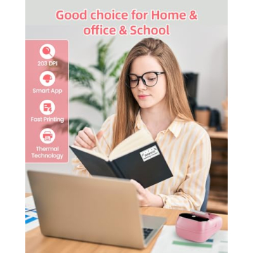 Phomemo Label Printer - M110 Thermal Label Printer Barcode Label Maker Mini Bluetooth Sticker Printer for Small Business, Home, Office, Logo, Address, Name Tag, Clothing, Organizing, Pink