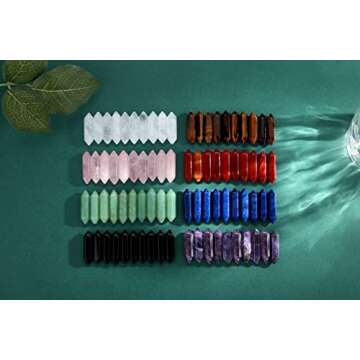 10 PCS Rose Quartz Healing Crystals Set Wands Polished Tumbled Stones Bulk Natural Hexagonal Pointed Reiki Energy Balancing Meditation Therapy Chakra Wand Christmas Gift