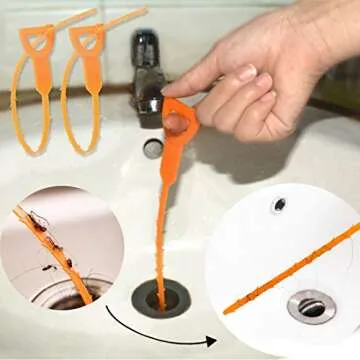 4 Pack Hair Drain Clog Remover, Ishua Hair Drain Clog Remover Cleaning Tool Multi-tooth Hair Drain Clog Remover Efficiently Catches Hair 19.3 Inch Plastic Drain Cleaner Removal