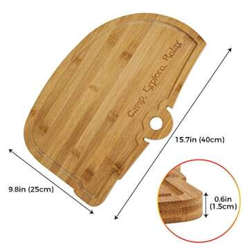 Laybax Large Bamboo Camping Cutting Board - 15.75x11x.75 inches, RV Shaped with Drip Edge, Hand Washable, Perfect for Camper Owners, Unique Camper Decor, RV Camping Must Haves