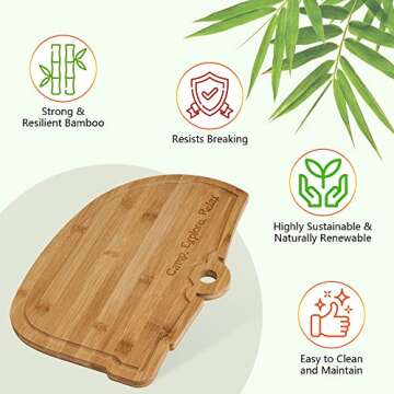 Laybax Large Bamboo Camping Cutting Board - 15.75x11x.75 inches, RV Shaped with Drip Edge, Hand Washable, Perfect for Camper Owners, Unique Camper Decor, RV Camping Must Haves
