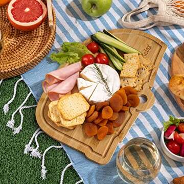 Laybax Large Bamboo Camping Cutting Board - 15.75x11x.75 inches, RV Shaped with Drip Edge, Hand Washable, Perfect for Camper Owners, Unique Camper Decor, RV Camping Must Haves