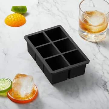 ACOOKEE Large Silicone Ice Cube Tray with Lid 2 Pack, Stackable Square Ice Cube Molds for Whiskey,Cocktails,Baby Food Soup Frozon Treat, kitchen Bourbon Gifts Stocking Stuffers for Adults Men Women