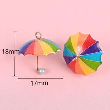 Decoendiy 30Pcs Resin Mini Umbrella Charms, Heart Rainbow Charms Pendants, Colorful Umbrellas Shaped...