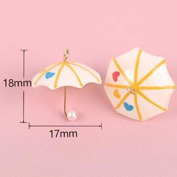 Decoendiy 30Pcs Resin Mini Umbrella Charms, Heart Rainbow Charms Pendants, Colorful Umbrellas Shaped Charm, for Jewelry Making DIY Bracelets Necklaces Crafts Supplies