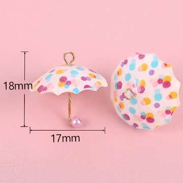 Decoendiy 30Pcs Resin Mini Umbrella Charms, Heart Rainbow Charms Pendants, Colorful Umbrellas Shaped Charm, for Jewelry Making DIY Bracelets Necklaces Crafts Supplies