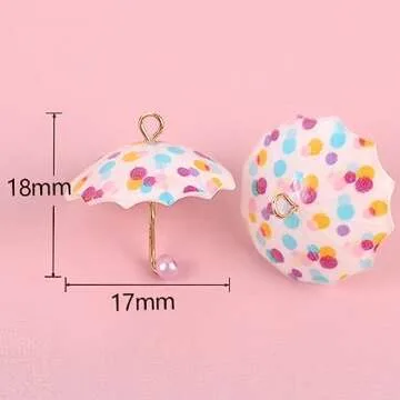Decoendiy 30Pcs Resin Mini Umbrella Charms, Heart Rainbow Charms Pendants, Colorful Umbrellas Shaped Charm, for Jewelry Making DIY Bracelets Necklaces Crafts Supplies