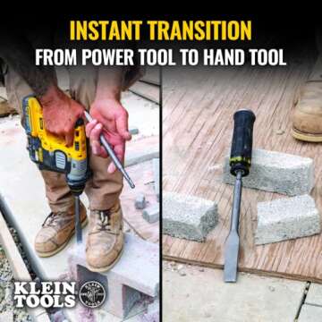 Klein Tools 32753SD SDS Demolition Screwdriver, Flat Chisel and Bull Point Tips, Use with Rotary Ham...