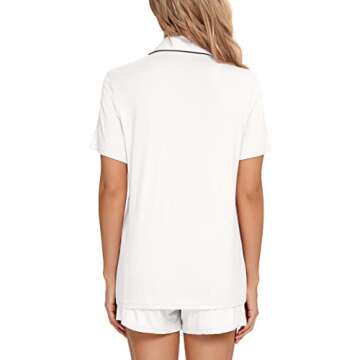 Pjmlifecoco Pajamas Women's Summer Soft Nightwear Short Sleeve Pjs Lounge Sets White