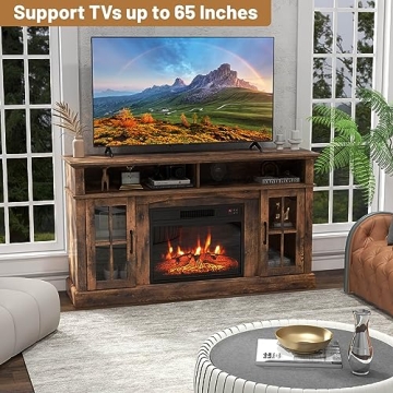 COSTWAY Electric Fireplace TV Stand with Remote Control