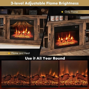 COSTWAY Electric Fireplace TV Stand with Remote Control