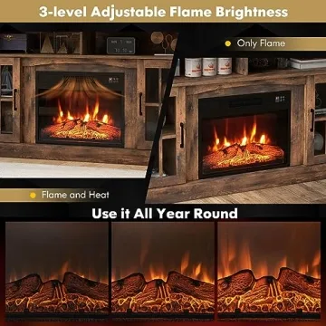 COSTWAY Electric Fireplace TV Stand with Remote Control