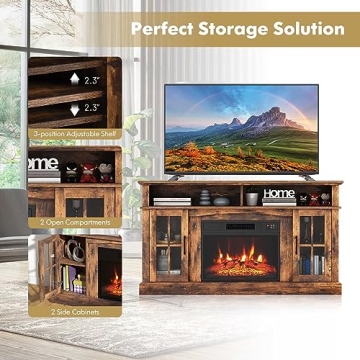 COSTWAY Electric Fireplace TV Stand with Remote Control