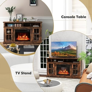 COSTWAY Electric Fireplace TV Stand with Remote Control