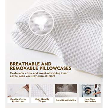 Osteo Cervical Pillow for Neck Pain Relief, Hollow Design Odorless Memory Foam Pillows with Cooling Case, Adjustable Orthopedic Contour Pillow for Sleeping, Bed Support for Side Back Stomach Sleepers