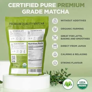 NaturaleBio Premium Matcha Powder, 8oz - Harvested in Japan - USDA Organic Matcha Green Tea Powder -...