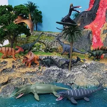 GUFOPONAS 12PCS Realistic Dinosaur Figures Mini Dinosaur Toy Set Dino Party Cupcake Toppers 3 Inch for Girls Boys Kids Toddlers Birthday Gift