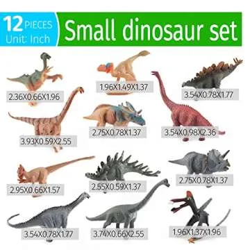 GUFOPONAS 12PCS Realistic Dinosaur Figures Mini Dinosaur Toy Set Dino Party Cupcake Toppers 3 Inch for Girls Boys Kids Toddlers Birthday Gift