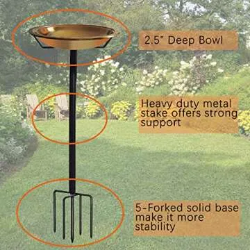Silintion Detachable Bird Bath with Metal Stand for Gardens