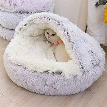 Geizire Donut Pet Bed - Anti-Anxiety Hooded Blanket for Pets