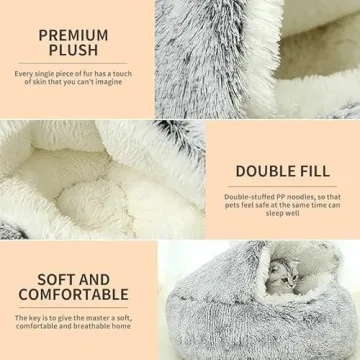 Geizire Donut Pet Bed - Anti-Anxiety Hooded Blanket for Pets
