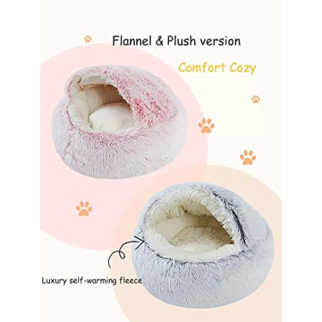 Geizire Donut Pet Bed - Anti-Anxiety Hooded Blanket for Pets