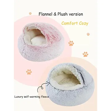 Geizire Donut Pet Bed - Anti-Anxiety Hooded Blanket for Pets