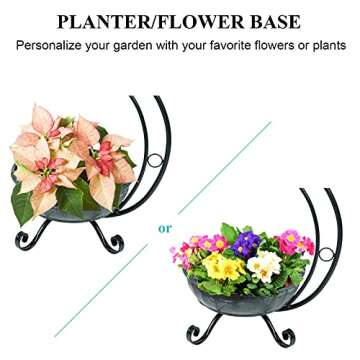 YANZ Bird Baths for Outdoors Solar Lamp, 35.5" Height Metal Bird Bath, Weather Resistant, Vintage Decorative Birdbaths, Flower Planter Pedestal, Fountain Decorations for Garden Yard Lawn-Bronz Green